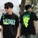 Tシャツ メンズ ブドウ刺繍 半袖 クルーネック プルオーバー ルーズフィット ストリート カジュアル ベーシック 綿 コットン 通気性 吸湿速乾 普段使い 春夏秋 ブラック 男性 トップス