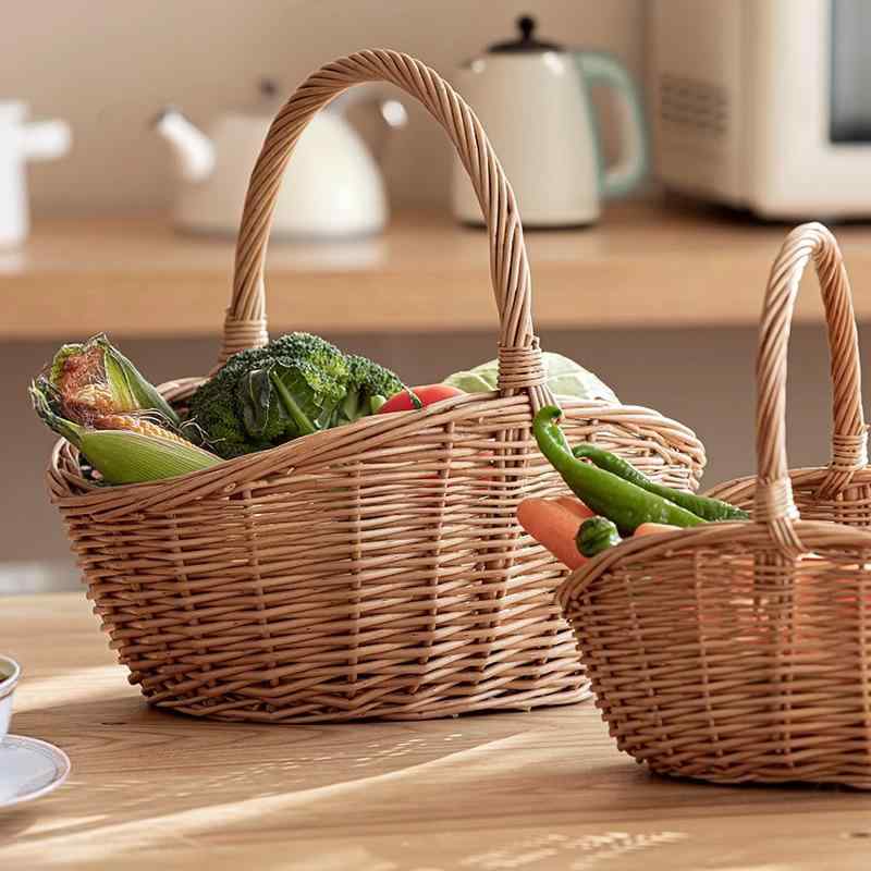 バスケット 手編み 籐編み 柳編み 竹編み 草編み 天然素材 ピクニック レジャー 行楽 手提げ 大容量 フ..