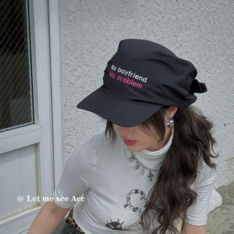 野球帽 レディース 女性用 アルファベット柄 ロゴプリント リボン付き 調節可能 アウトドア レジャー ..