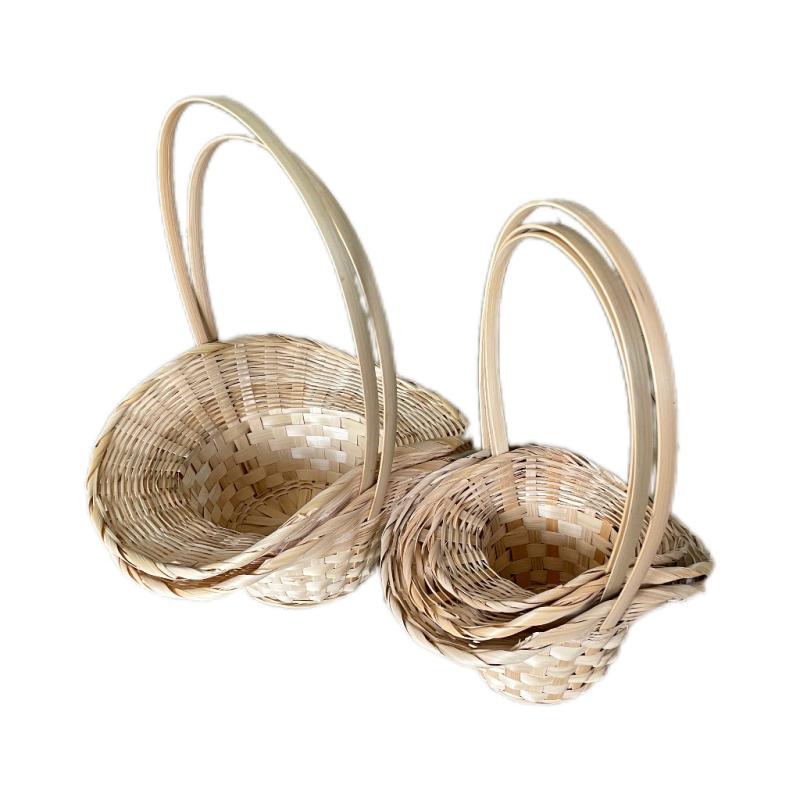 バスケット 竹編みかご 手提げ 持ち手付き 天然素材 フルーツ用 ギフトラッピング プレゼント 贈答用 収納かご 小物入れ 整理整頓 インテリア おしゃれ ナチュラル ハンドメイド