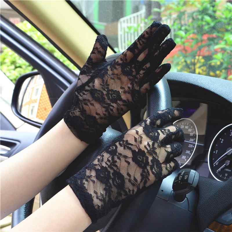 手袋 レディース グローブ 春夏 紫外線対策 UVカット 日焼け対策 薄手 レース 花柄 通気性 伸縮性 ドラ..