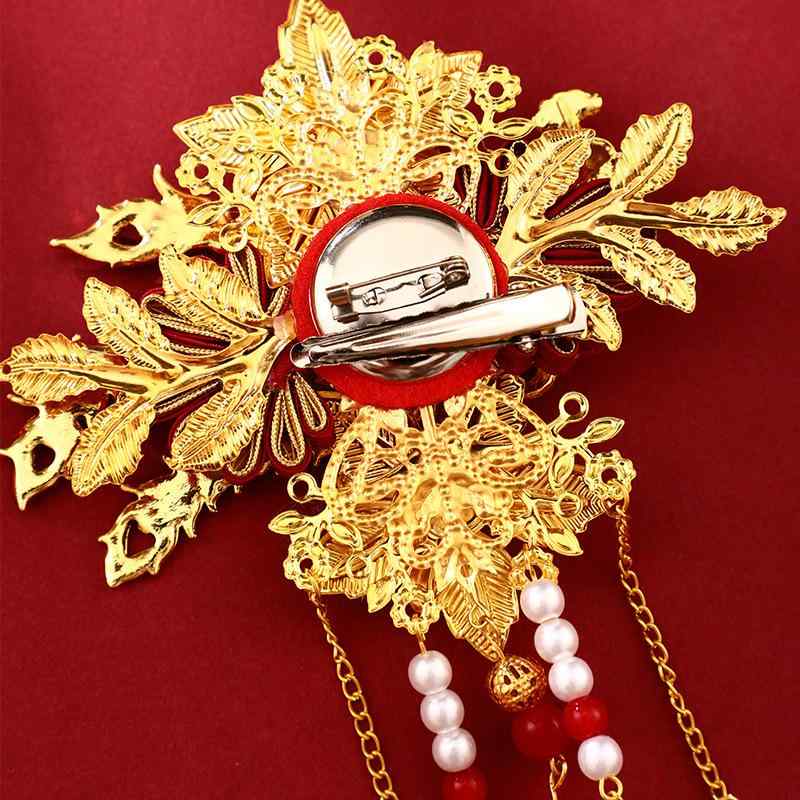 コサージュ 新郎新婦 家族 婚礼 結婚式 披露宴 パーティー フォーマル 龍鳳柄 縁起物 中華風 高級感 ベ..