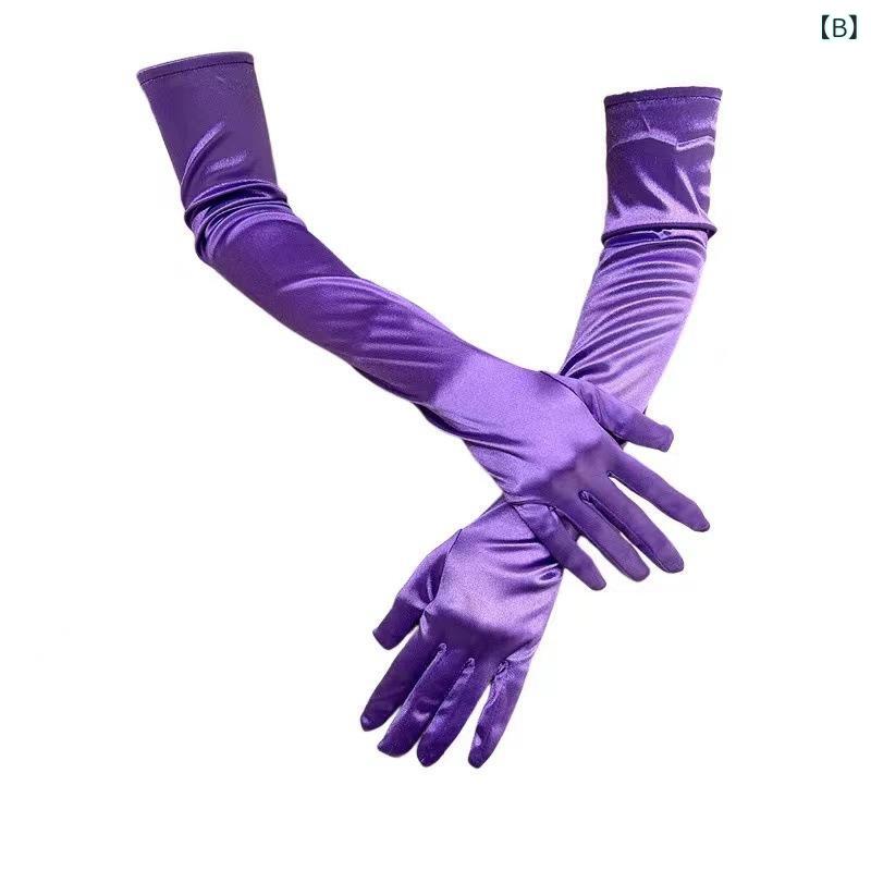 Grams楽天市場店のグローブ レディース ロング 結婚式 パーティー 披露宴 演奏会 発表会 フォーマル ウェディング エレガント ドレッシー ポリウレタン 伸縮性素材 ブラック｜アングル3