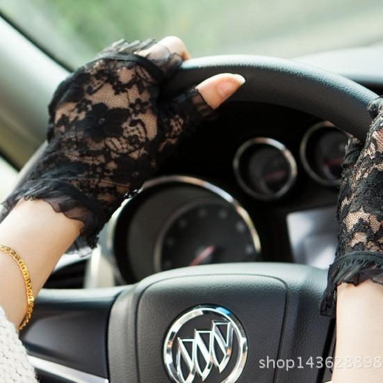 手袋 レディース 指なし レース UVカット 日焼け対策 夏用 デイリーユース サイクリング ドライビング ..