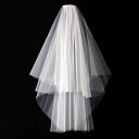 ウェディングベール レディース ショート丈 二層 チュール シンプル プレーン 結婚式 挙式 披露宴 前撮り 後撮り パーティー 二次会 ヘッドドレス 金属コー...