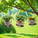 植木鉢 かわいい 多肉植物 ブランコ 観葉植物 樹脂製 ミニプランター ガーデンオーナメント 屋外 室内 インテリア雑貨 おしゃれ ユニーク 個性的 顔つき スマイル Vサイン 吊り下げ