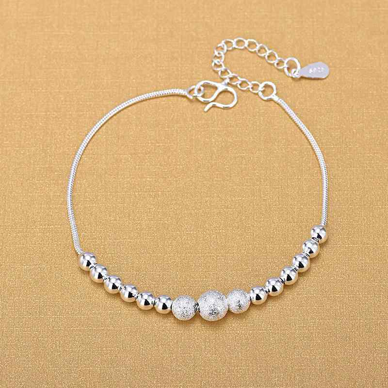 ブレスレット アンクレット レディース シルバーメッキ 雫型 1連15粒ビーズ シンプル 上品 万能 普段使い 韓国ファッション