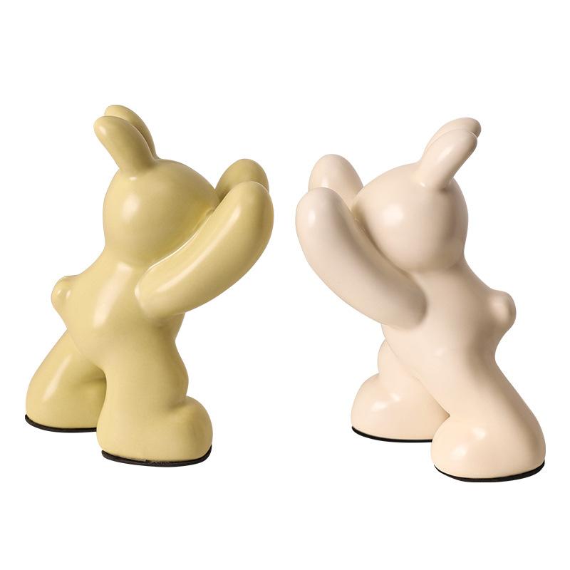 ブックエンド うさぎ クリームスタイル 卓上 本立て リビング 玄関 デスク飾り インテリア雑貨 置物 シンプル おしゃれ かわいい 陶器 セラミック メタリッ...