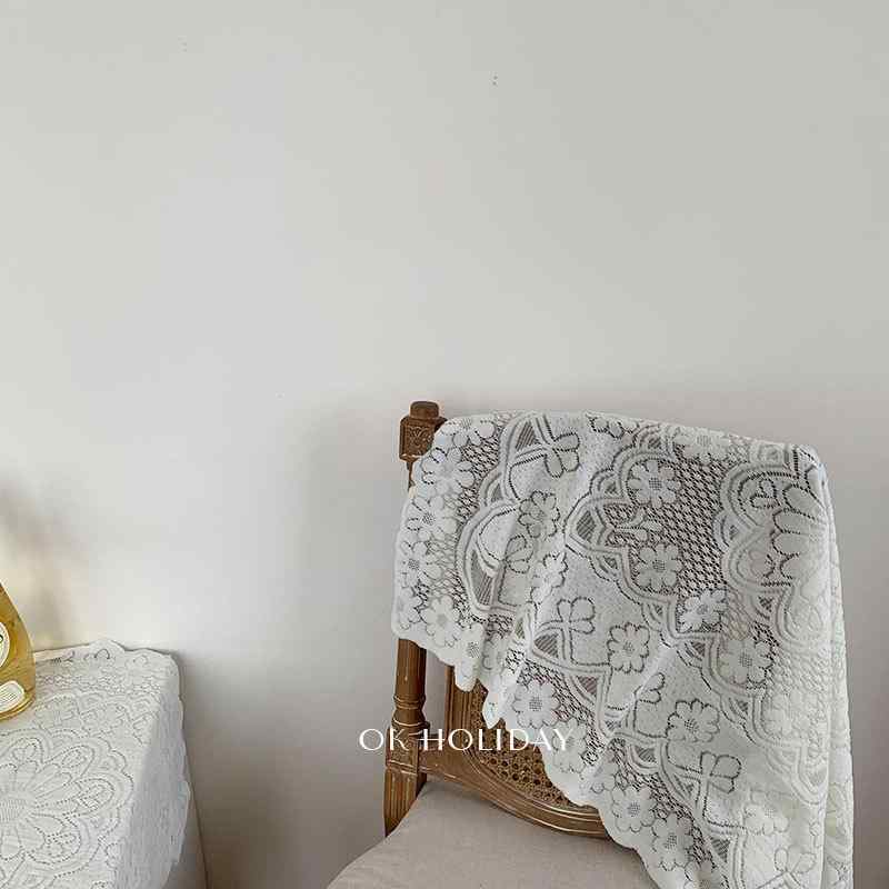 マルチカバー 北欧風 ウール素材 レース 花柄 白 ソファカバー クッションカバー 家電カバー 防塵カバ..