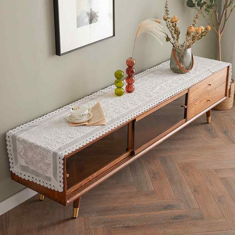 マルチカバー 長方形 レース 布製 シンプル ホコリよけ 滑り止め 綿麻 フレンチスタイル リビング コー..