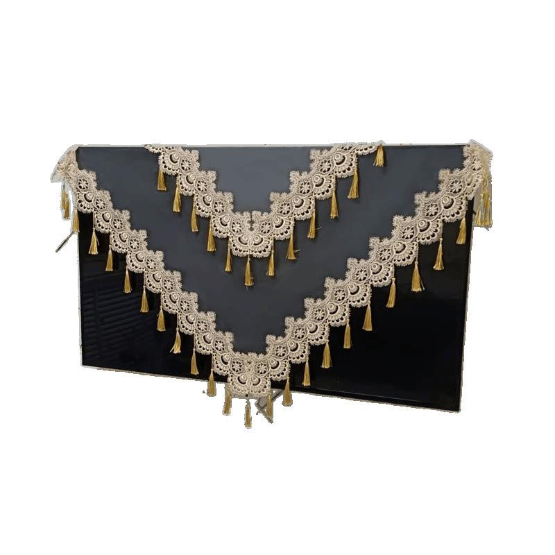 テレビカバー 壁掛け式 防塵 ホコリよけ レース シアー素材 透け感 リビング用 曲面テレビ対応 高級感 ..