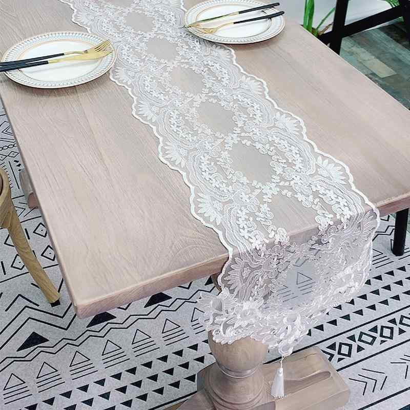 テーブルランナー レース ポリエステル製 防塵カバー 多目的クロス 長方形 花柄 エレガント コーヒーテ..