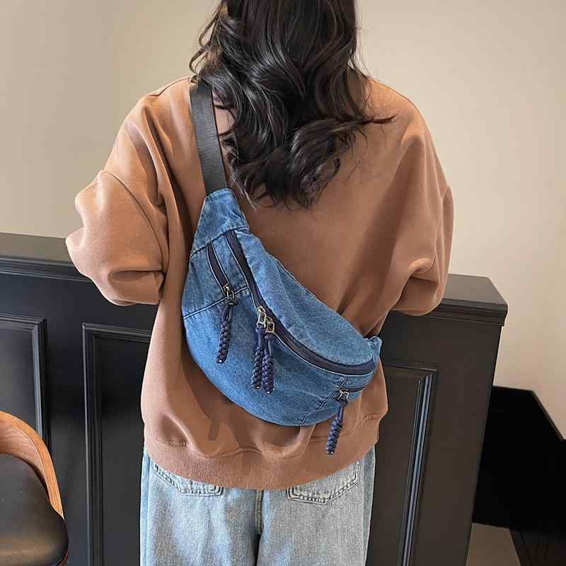 バッグ 男女兼用 デニム ボディバッグ ショルダーバッグ ウエストバッグ スリングバッグ ストリート系 カジュアル スポーツ サイクリング 普段使い ファスナーポケット付き 柔らかい 多収納 ヒョウ柄