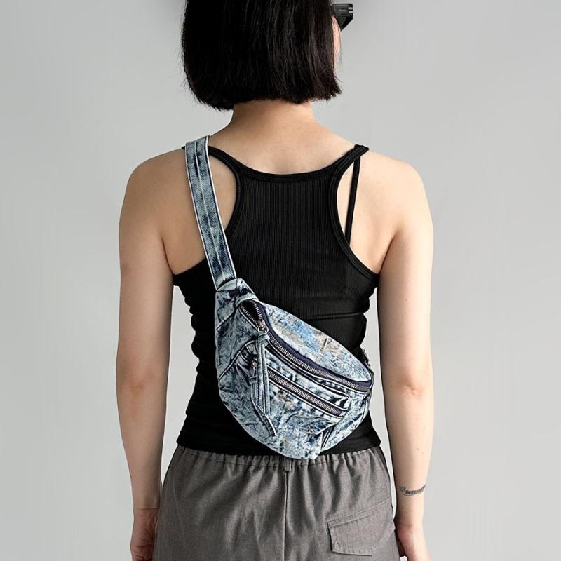 ボディバッグ ユニセックス デニム生地 レトロ ヴィンテージ ウエストポーチ クラシック 軽量 コンパクト 普段使い デイリーユース 旅行 ストリートファッション 斜め掛け