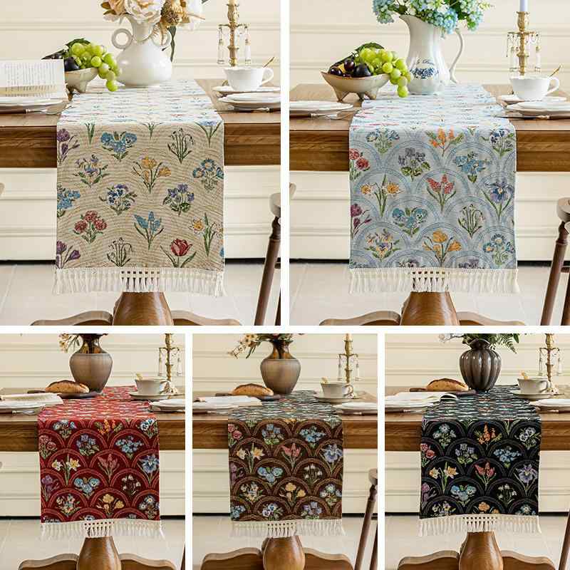 テーブルランナー アメリカンレトロ ヴィンテージ 上品 ポリエステル製 先染めジャカード織り 長方形 ..