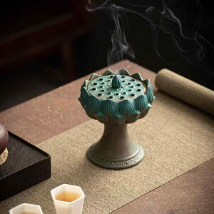 香炉 陶器製 窯変 手工芸品 中式 レトロアンティーク調 蓮 宝蓮灯モチーフ 家庭用 線香立て お香立て 瞑想 茶道 癒し 置物 インテリア飾り