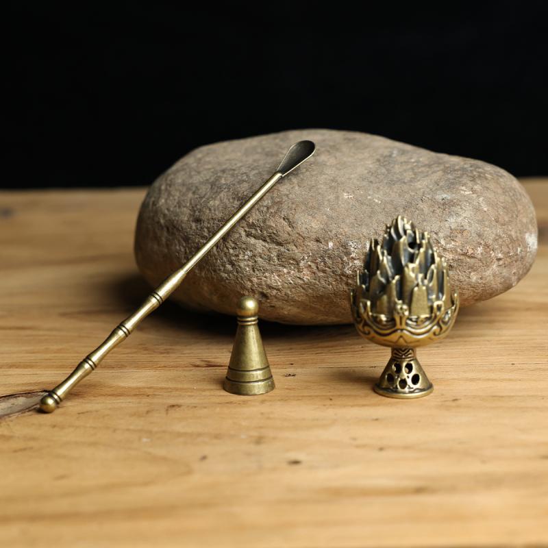 香炉セット 合金製 3点セット 博山炉 コーン型お香モールド お香スプーン 禅風 銅調 アンティーク風 置物 瞑想 ヨガ ヒーリング 癒し 和モダン インテリア...