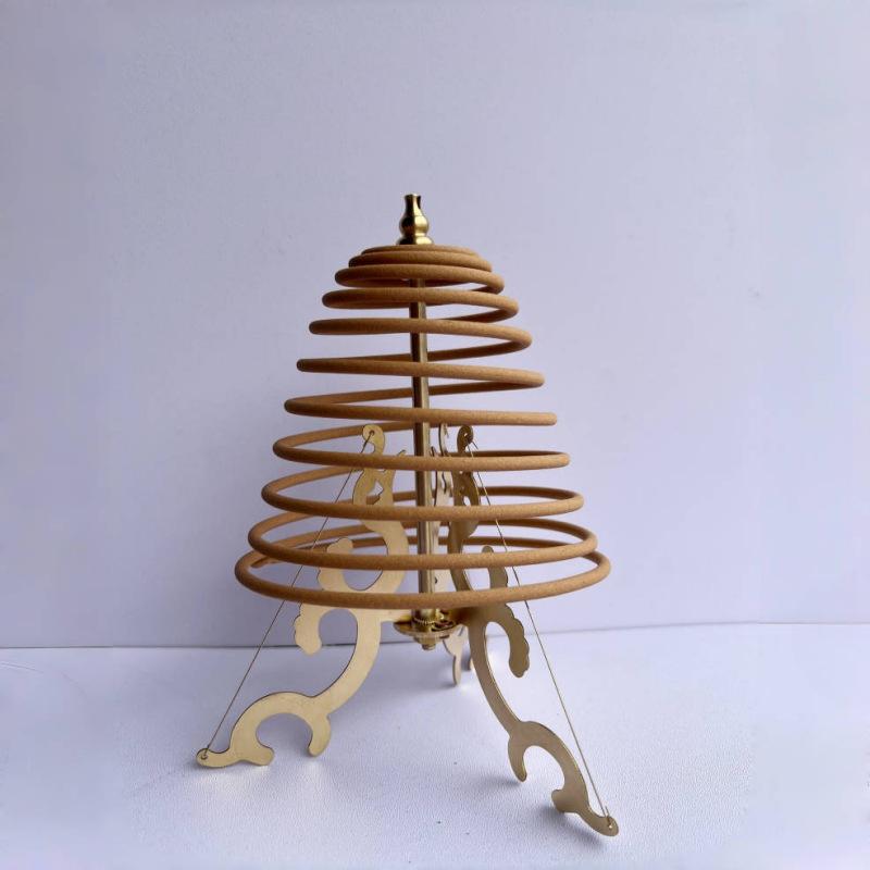 お香立て 純銅 鳳凰モチーフ 真鍮製支柱 垂れ防止 渦巻き香 コーン型お香 スティック香対応 香炉台 イ..