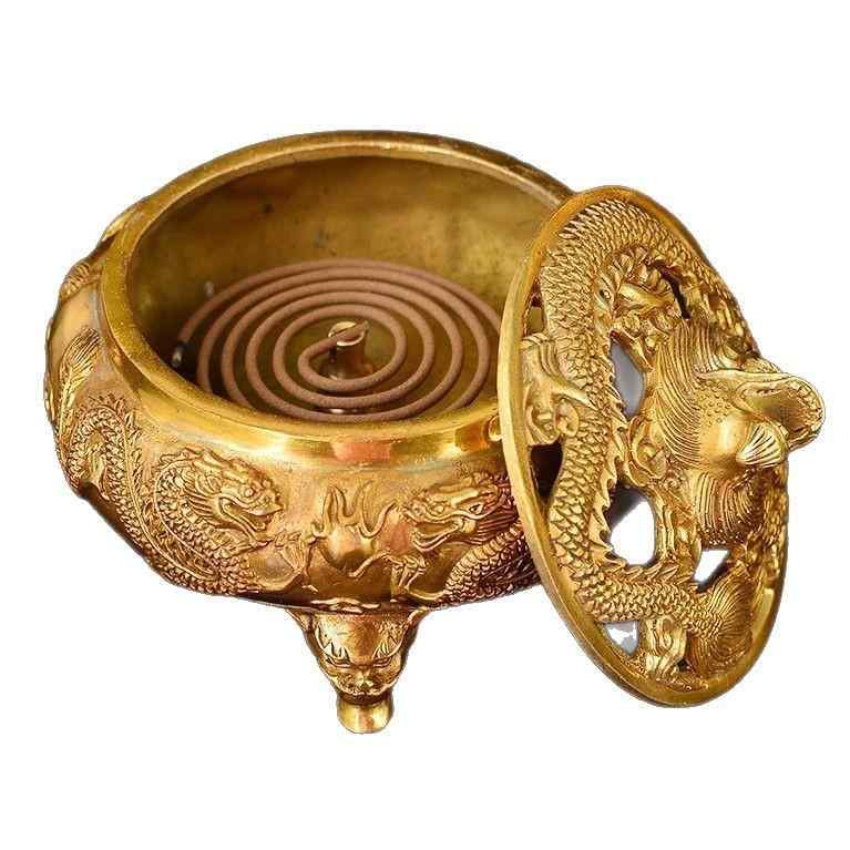 香炉 真鍮製 倒流香炉 室内用 禅意 和風 置物 仏具 観音様 仏像 鳳凰 小僧 モチーフ 白檀 沈香 お香立..