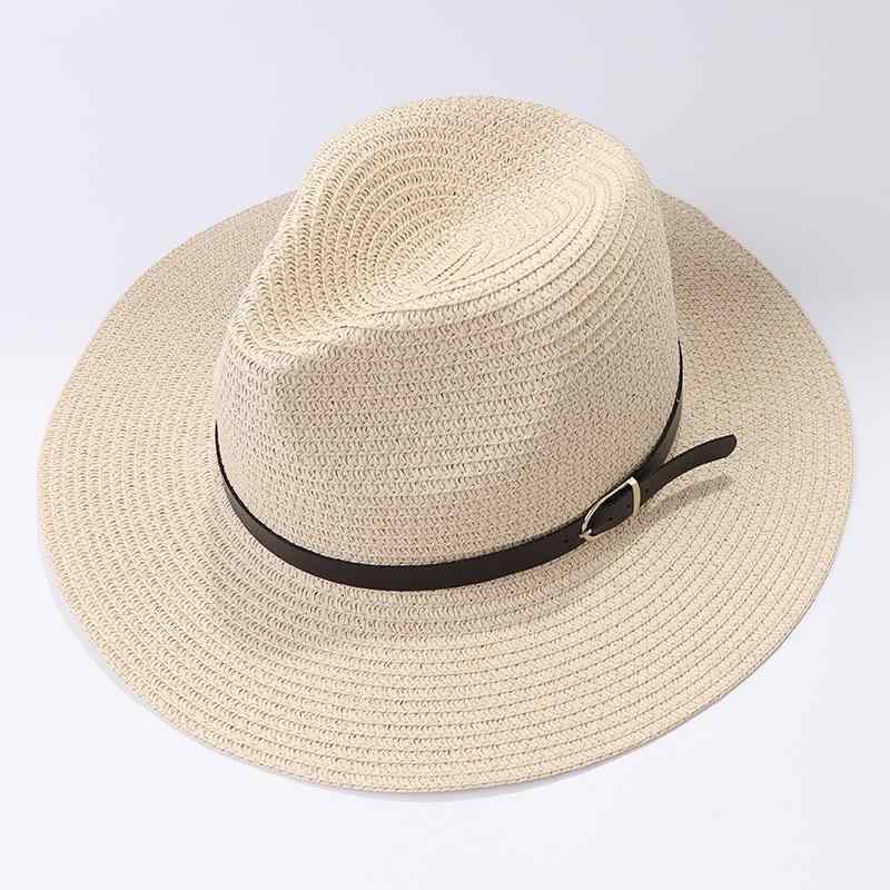 麦わら帽子 メンズ レディース ベルト付き 中折れハット つば広 日よけ 紫外線対策 UVカット 日焼け防..