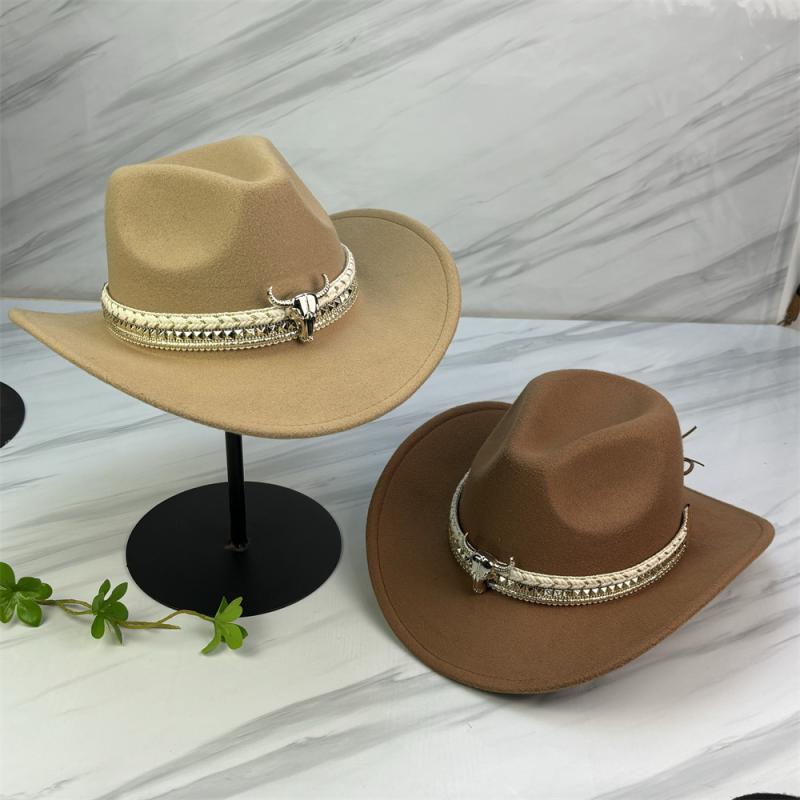 ハット メンズ ウエスタンハット カウボーイハット テンガロンハット つば広 ポリエステル フェルト 防..