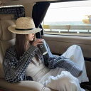 ハット 男女兼用 レトロ フレンチブリティッシュスタイル 麦わら フェドラハット 夏 ビーチ リゾート 日よけ 紫外線対策 つば広 通気性 ベージュ カーキ(x2)