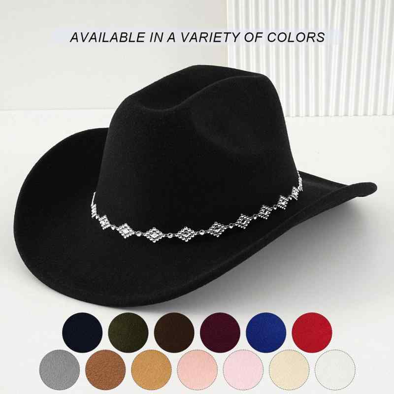 ハット 男女兼用 ユニセックス フェルト フェドラ帽 カウボーイハット テンガロンハット ボヘミアン風 ..