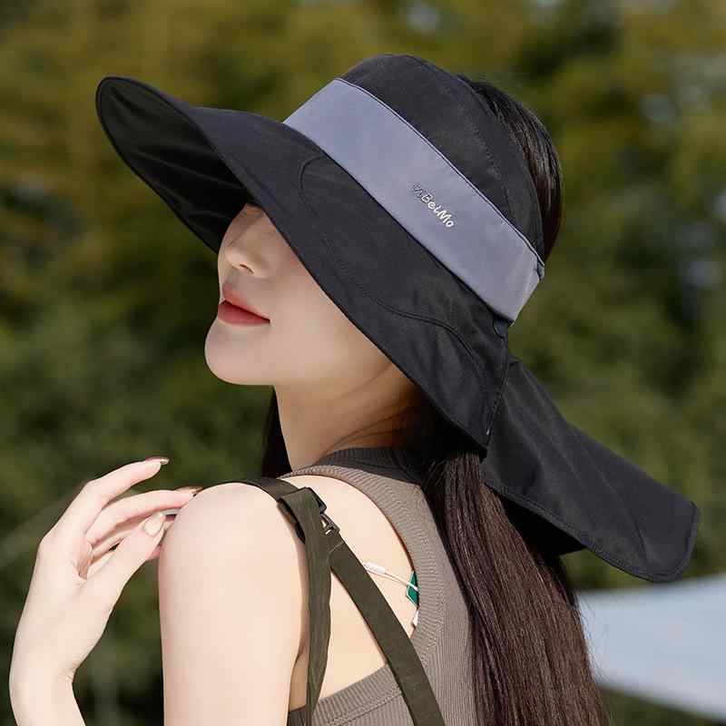 サンハット レディース 夏用 UVカット 紫外線対策 日焼け防止 つば広 ワイドブリム ポニーテール対応 首元保護 ネックカバー 通気性 速乾 軽量 アウトドア レジャー
