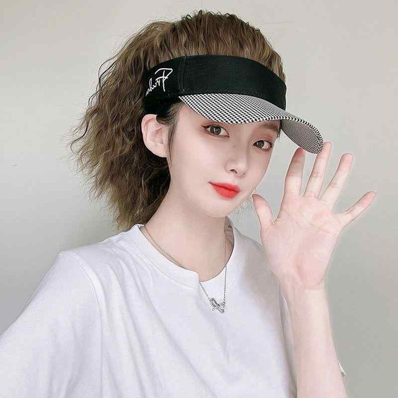 ウィッグ レディース 千鳥格子 帽子一体型 ロング ポニーテール フルウィッグ 自然な人工毛 耐熱ファイバー 夏用 ファッション小物 簡単装着 普段使い お出かけ アッシュ ダークブラウン ナチュラルブラック 黒 白
