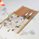 筆巻 書道筆 絵筆 収納ケース 中国風 竹製 古風 巻物タイプ シンプル 書道 水墨画 携帯用 通気性抜群 墨絵 筆入れ 画材 整理 保護 趣味 学校(x2)