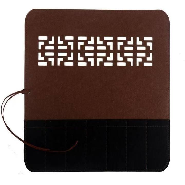 筆巻 毛筆専用 学生用 書道 習字 ロールペンケース 竹製 フェルト生地 レトロ 中国風 大容量 多機能 携..