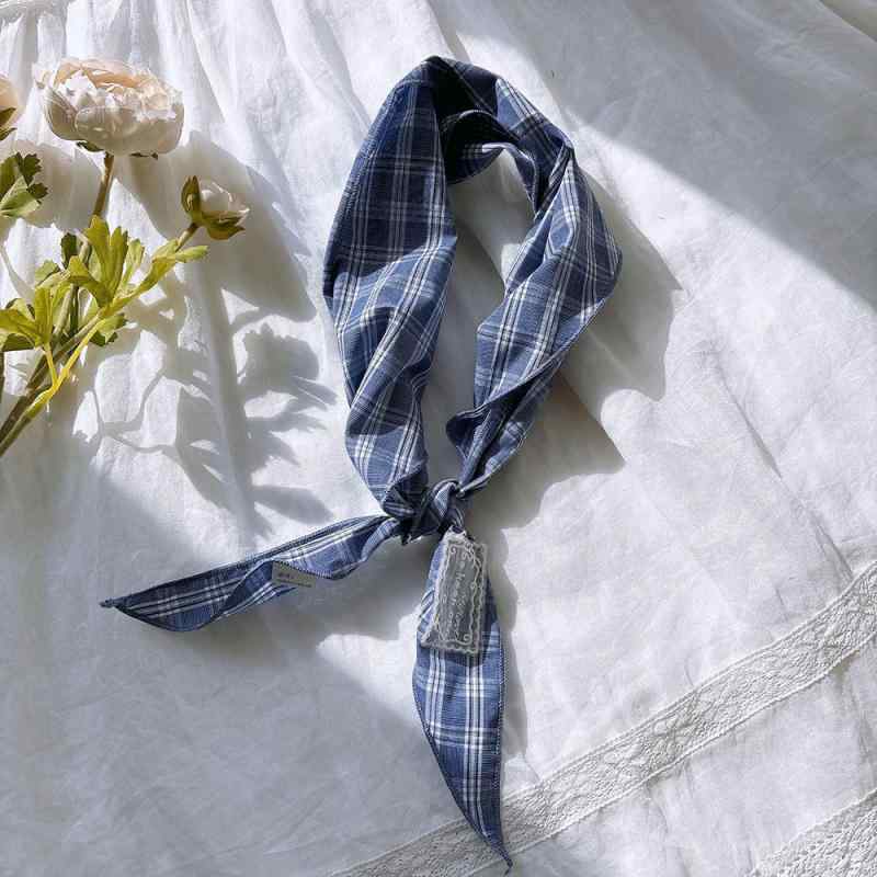 三角巾 レディース 綿100% 小格子柄 ソフト 肌触り良い 日焼け対策 UVカット 写真撮影 旅行 普段使い ヘッドスカーフ ネックスカーフ 吸汗性 保温性 春秋 レトロ 文芸風 ミニスカーフ