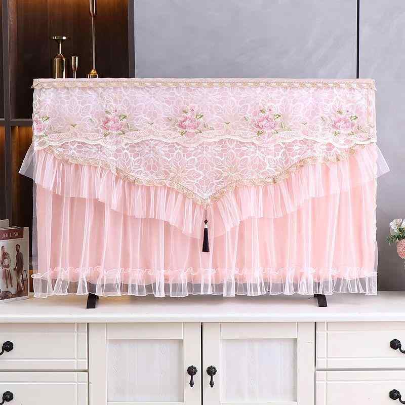 テレビ 防塵カバー レース 刺繍 全面保護 電源ON対応 シンプルモダン インテリア 液晶テレビ対応 ダストカバー