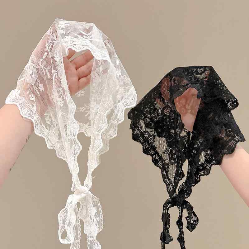 スカーフ レディース 女性用 ナチュラル レース 布製 ヘッドスカーフ バンダナ ウエストスカーフ ウエ..