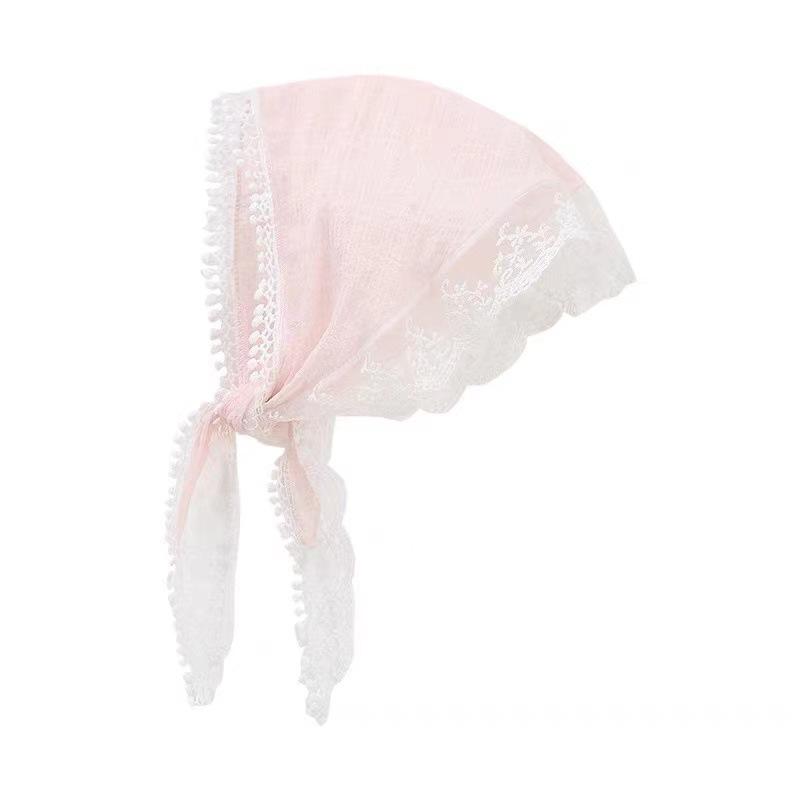 Cotton - スカーフ レディース フレンチスタイル レース 三角巾 花柄 ヘッドスカーフ 首元 首巻き リボン 綿 コットン 春 夏 秋 カジュアル フェミニン 上品 高級感 カントリー調 アクセント