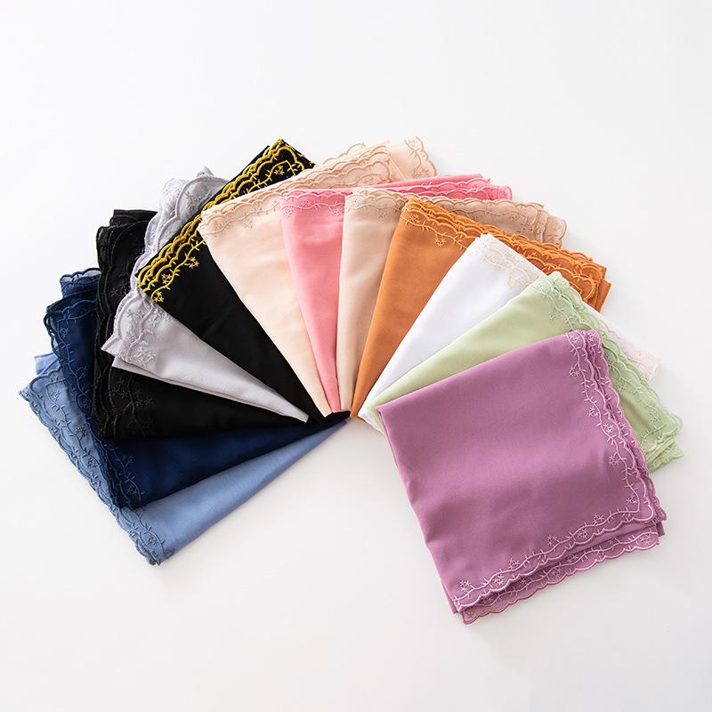 スカーフ レディース ショール ヘッドスカーフ パール シフォン 刺繍 花柄 ウェーブ リーフ柄 レース U..