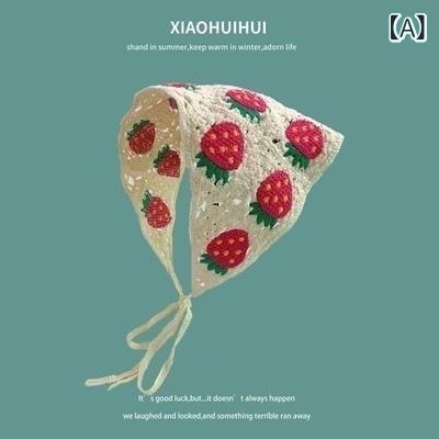 ヘアアクセサリー レディース フレンチカントリー風 スイート かわいい ニット デイジー柄 花柄 コットン素材 三角バンダナ ヘッドスカーフ ターバン 夏物 快適