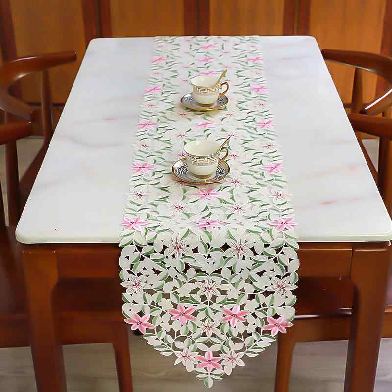 テーブルランナー 新中華風 禅風 和モダン ファブリック 植物柄 花柄 ピンク系 コーヒーテーブル ダイニングテーブル テレビボード センターテーブル 長方形 マルチカバー 敷物