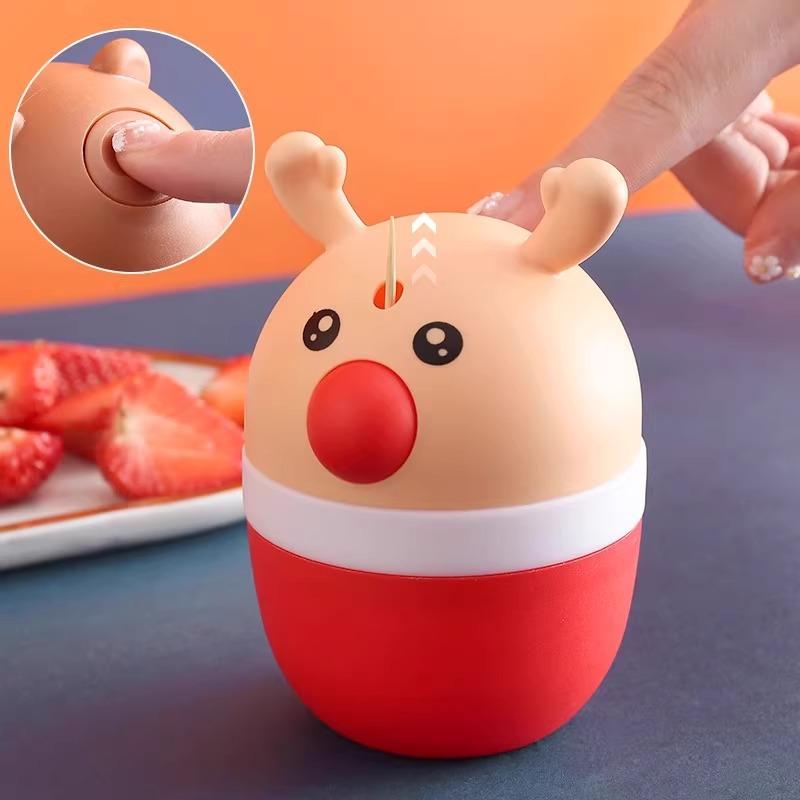 爪楊枝入れ 自動式 ワンプッシュ 卓上用 かわいい 動物モチーフ アニマルデザイン おしゃれ 癒し系 ユニーク アイデアグッズ 家庭用 食卓飾り ダイニング小物 PP樹脂 インテリア雑貨