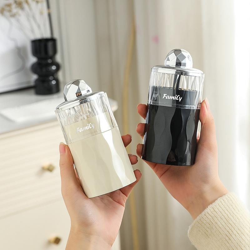 つまようじ入れ 高級感 軽量 プラスチック製 ワンプッシュ 自動開閉 プッシュ式 卓上 携帯用 家庭用 リビング 食卓 デスク コーヒーテーブル 普段使い 来客用 クリーム シルバー ブラック