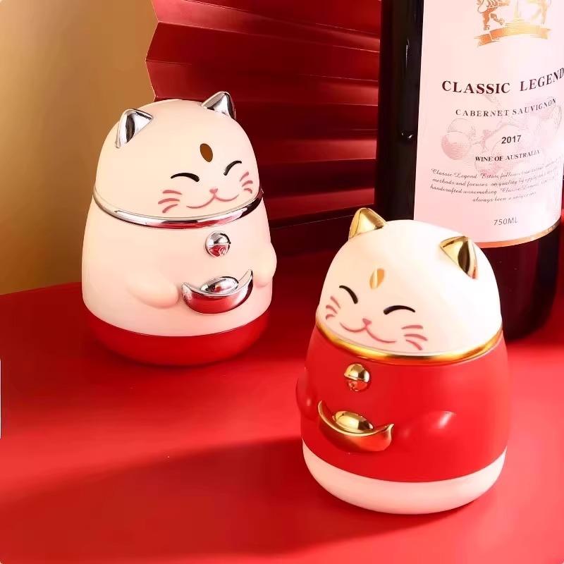 爪楊枝ケース 招き猫 かわいい おしゃれ ユニーク プッシュ式 自動ポップアップ 楊枝入れ 卓上 家庭用 リビング ダイニング キッチン 食卓 PP製