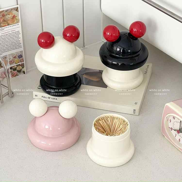 爪楊枝入れ 家庭用 高級感 モダン シンプル おしゃれ スタイリッシュ プラスチック製 爪楊枝ケース 蓋つき 食卓用 キッチン リビング ホワイト ブラック ピンク