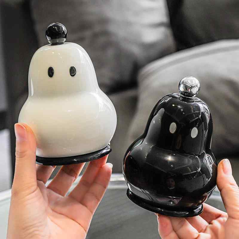 楊枝立て かわいい おしゃれ ユニーク デザイン性 梨型 丸型 笑い顔 キャラクター 綿棒ケース デンタルフロスケース 家庭用 卓上小物入れ プラスチック製 高級感 収納