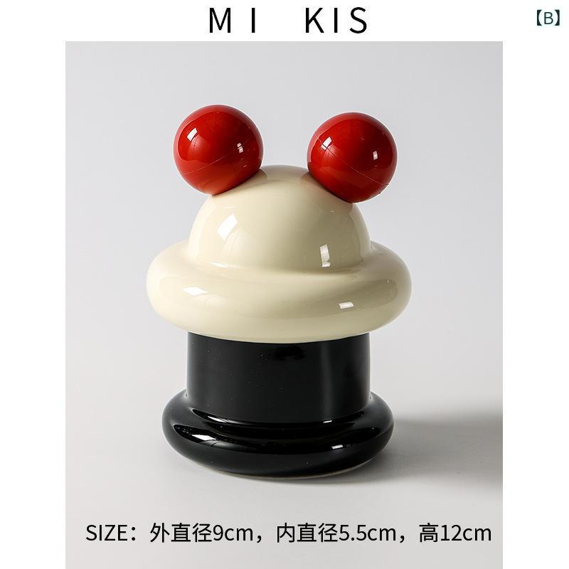 収納ボックス かわいい 卓上 小物入れ つまようじ入れ 綿棒ケース フロスケース おしゃれ セラミック製 丸型 ユニークデザイン インテリア飾り