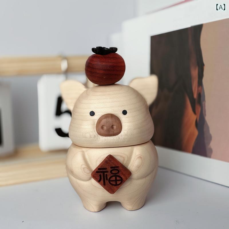 爪楊枝入れ かわいい 豚 柿 バナナ アニマル モチーフ 木製 ウォールナット材 ブナ材 アッシュ材 モダ..