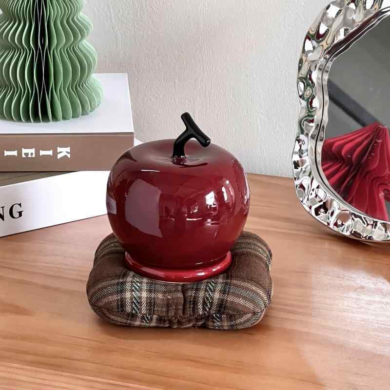 爪楊枝入れ リンゴ型 陶器製 高級感 エレガント 上品 かわいい おしゃれ スタイリッシュ 家庭用 リビング ダイニング 卓上 デスク インテリア オブジェ 置物
