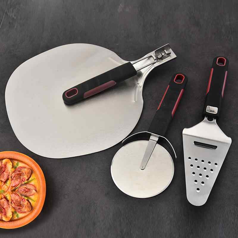 ピザピール ステンレス製 折りたたみ 丸型 ケーキターナー ピザカッター キッチン用 製菓道具 パン作り..