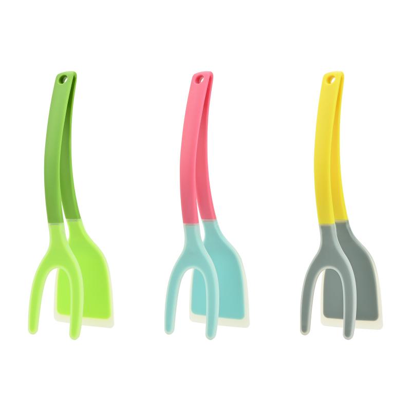 フライ返し シリコン製 一体型 ヘラ トング 2WAY 耐熱 滑り止め キッチン 調理器具 食材 ステーキ 魚 ..