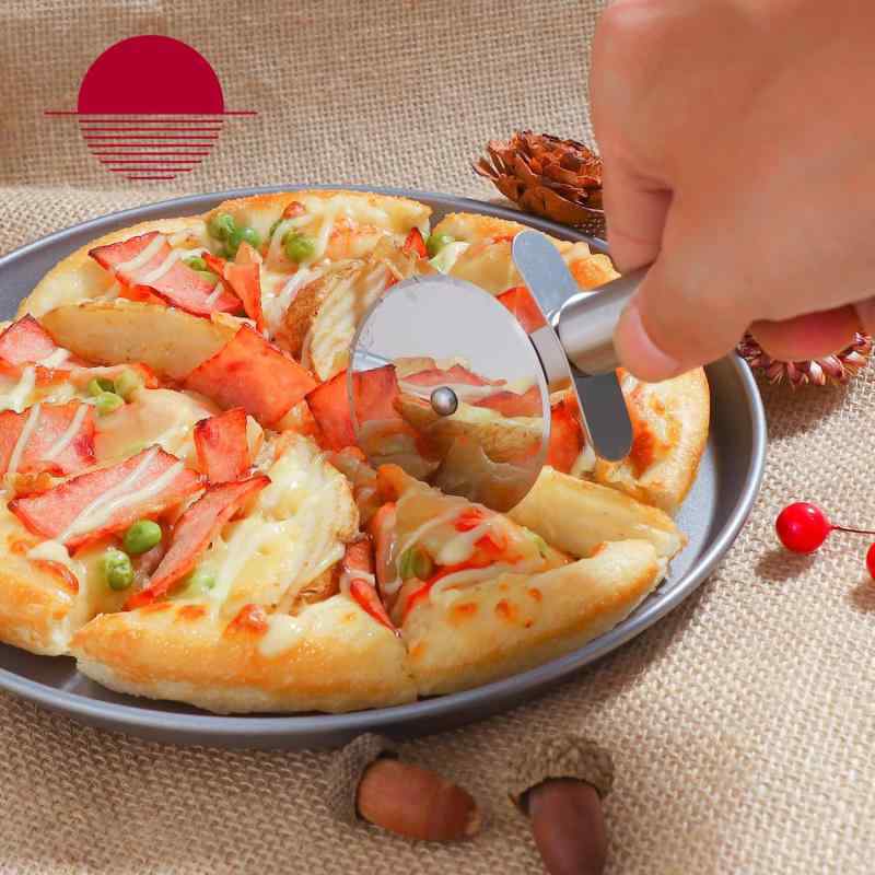 ピザカッター ステンレス パイプハンドル シングルホイール 円形刃 ピザナイフ ローラーナイフ ピザ切..