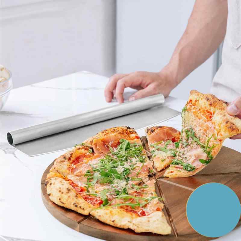 ピザカッター ステンレス製 半月型 ロッキングナイフ ピザ切り ケーキカット パン生地分割 製菓 多用途 万能 キッチンツール